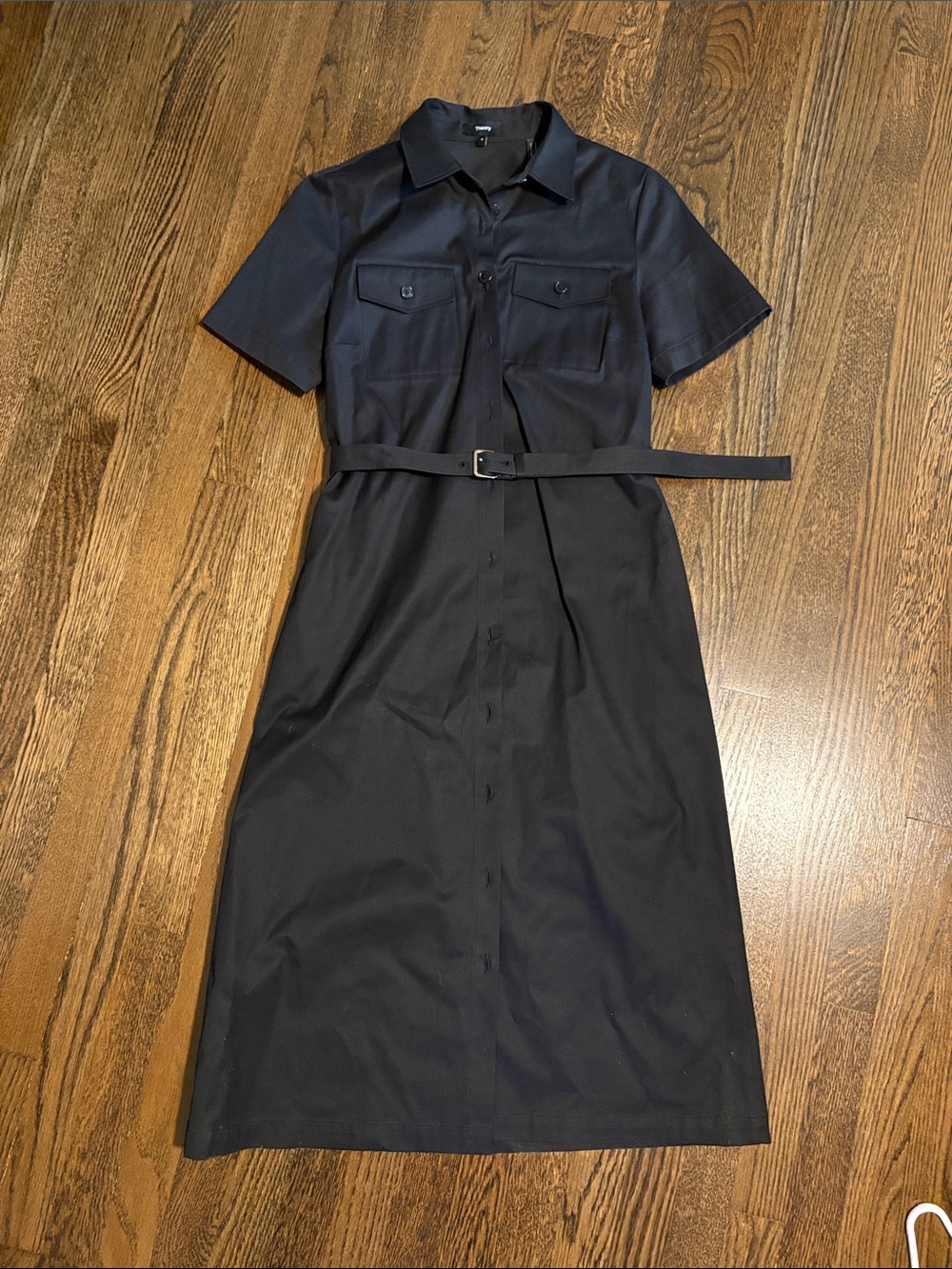 Black Shirt Dress with Belt - Women